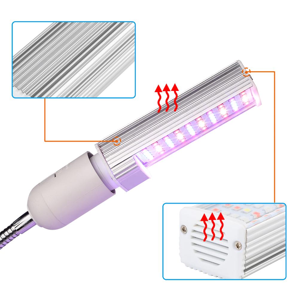 Vokse lyspære 25w e27 50 led lys aluminium fullspekter sollignende innendørs belysning lampe pære for potteplanter hage frøplante