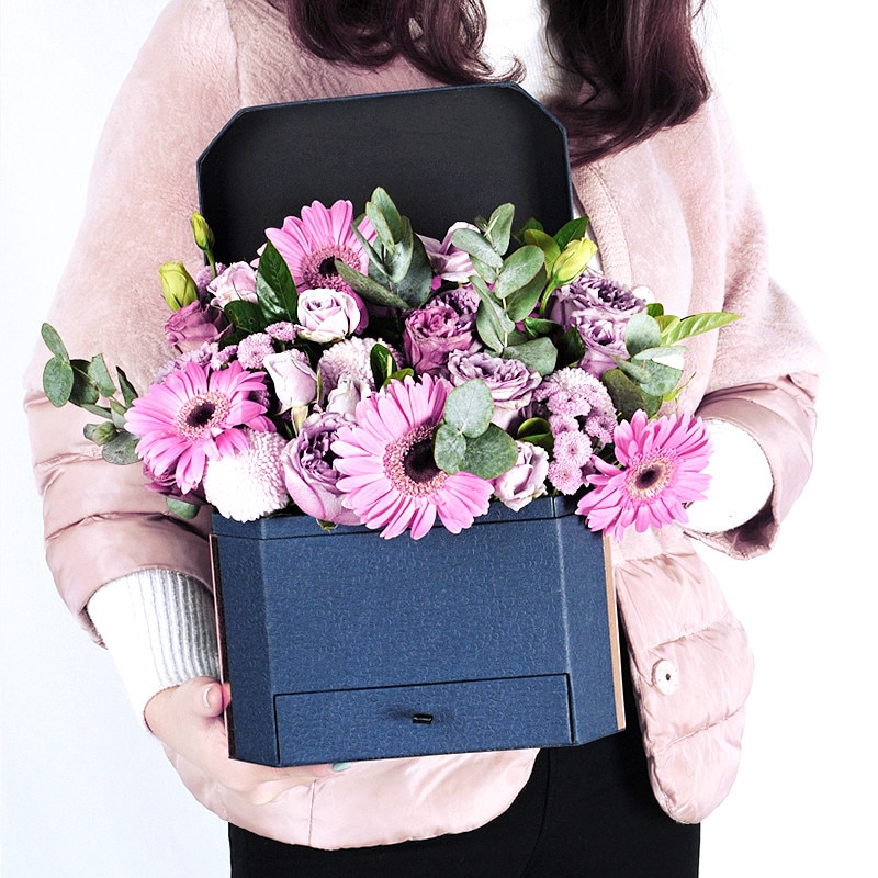 Cajas de papel de flores de doble capa, 1 Uds., caja de cartón para de boda o San Valentín, ideal como