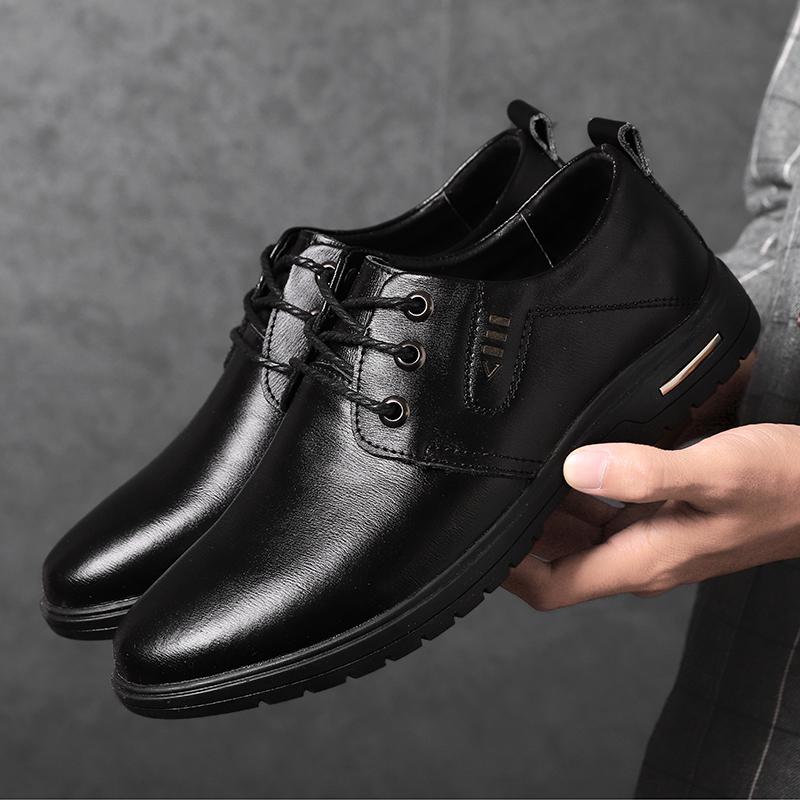 Forår efterår læder mænd sko fritidssko snøre loafers oxford sko brudekjole sko stor størrelse 38-47: Sort / 11.5