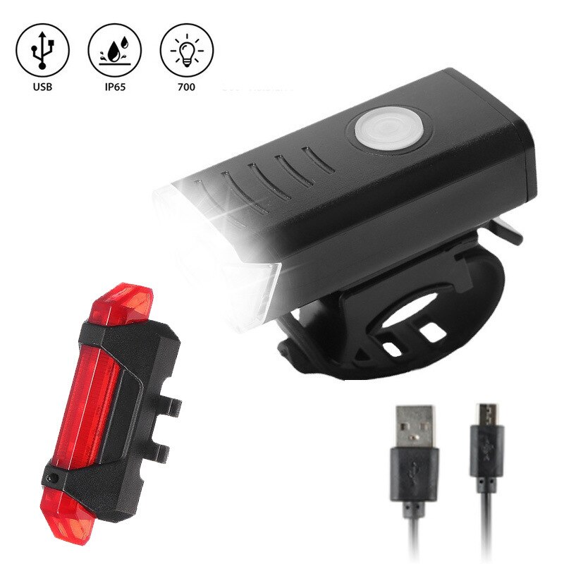 Kit Luz Usb Bicicleta Recargable Delantera Y Traser 6 Modos