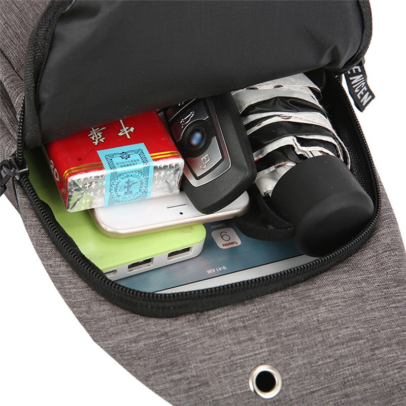 Men's Shoulder Bag Sling Chest Pack Canvas USB Charging Sports Crossbody Handbags For Men Chest Bags Belt Waist Packs