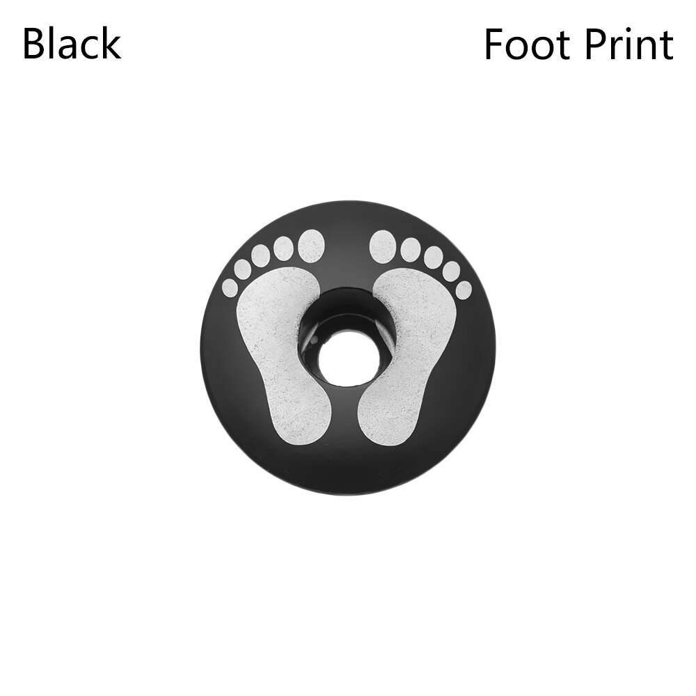 1 PC Bicycle Headset Cover Bowl Covers Ultra-ligh Headsets Top Cap Front Lid MTB Road Bike Fixed Gear Folding Track for Bicycle: Black-Foot Print