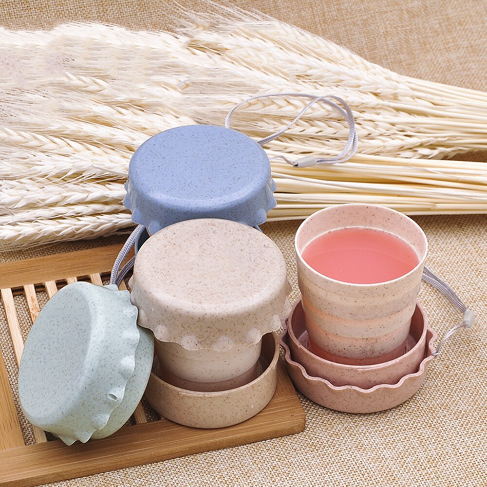 Draagbare Plastic Stro Stro Telescopische Opvouwbare Drinkbeker Vouwen Reizen Camping Handig te dragen Plooien plat