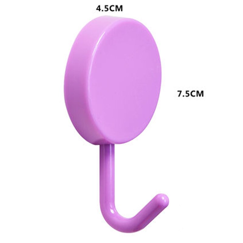 Belle circulaire sans trace réfrigérateur Crochet clé mur Crochet support amovible cuisine crochets décor porte-clés fort adhésif mur Crochet: large purple 2pcs