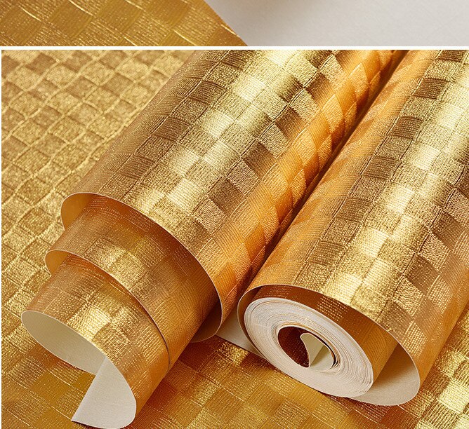 Luxus Reflektierende Draht Zeichnung Gold Folie Tapete PVC funkeln metallisch Wandbild Tapete Wasserdicht für Wohnzimmer Bar 10 M