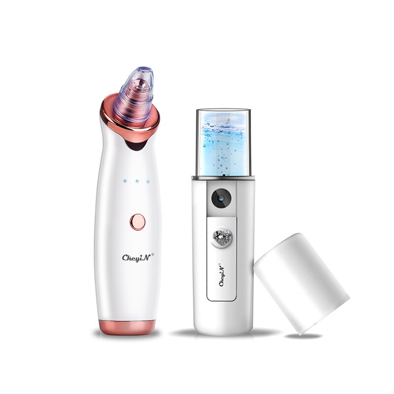 Blackhead Remover Face Pore Vacuum Nano Mist Sprayer Facial Moisturizing Beauty USB Charging Steamer Vacuum Suction Facial Tool