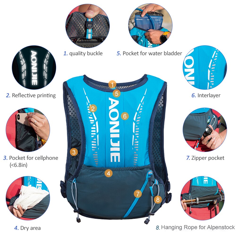 Outdoor Hydration Backpack Running Bag Pack Ultralight Cycling Sports Vest Bags For Women Men Camping Hiking Hydration Vest