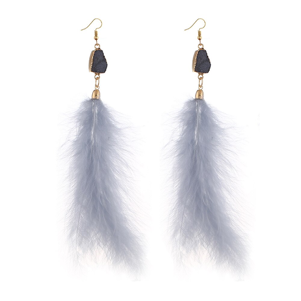 Bohemian long women&#39;s earrings European and American personality exaggerated braided feather tassel earrings earrings for women