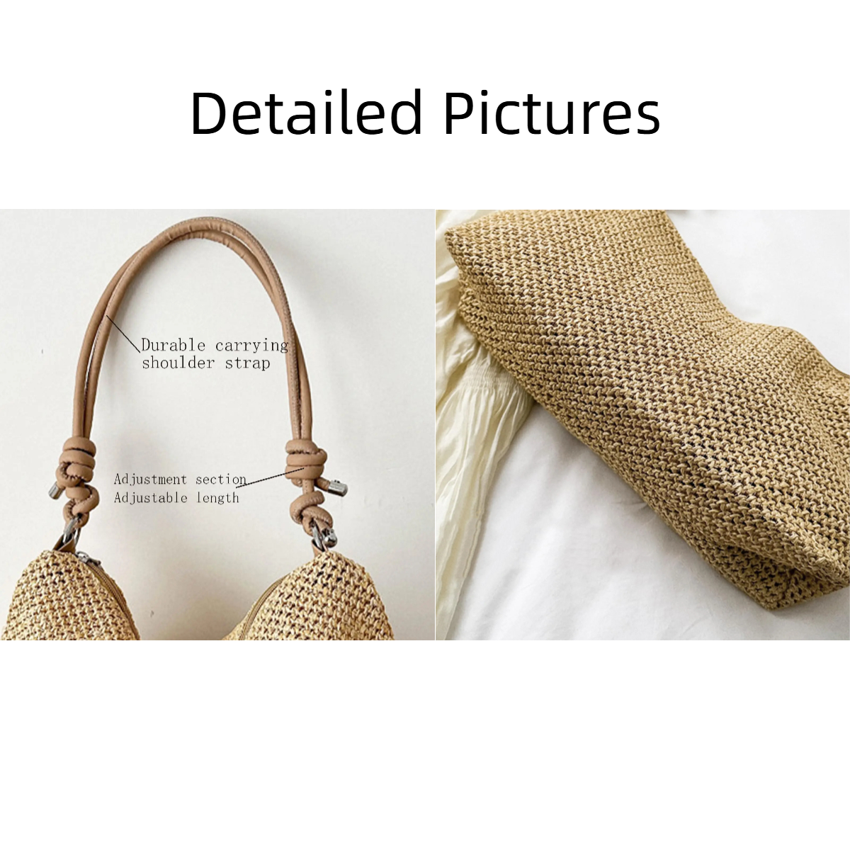 Straw Tote Bag Woven Shoulder Bag Summer Beach Ladies Straw Handbags Hobo Bags And Purses Weave
