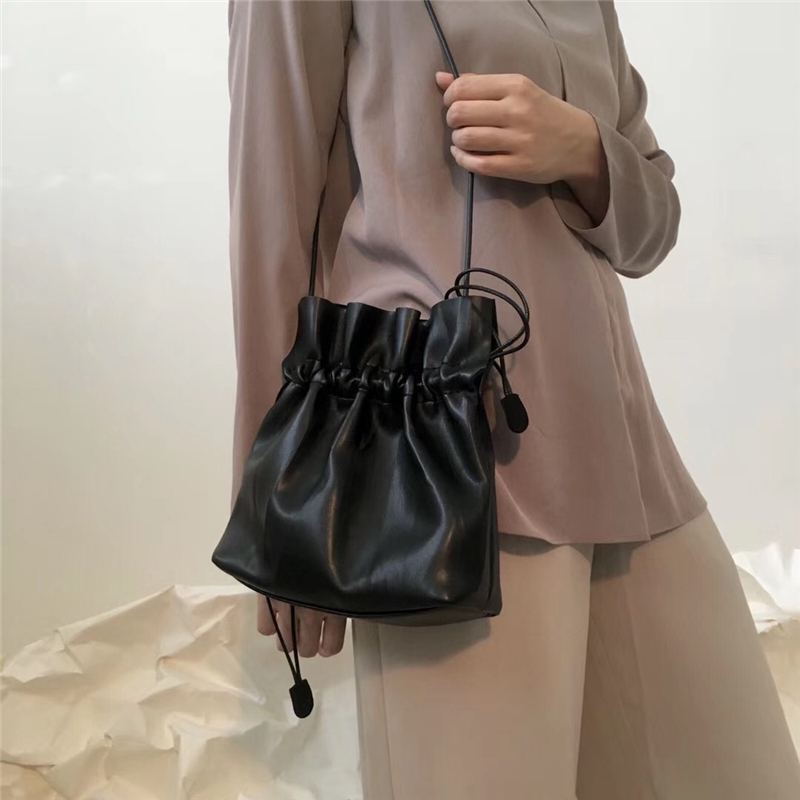 Bolso de hombro pequeño clásico con cordón para mujer, Mini bolsos cruzados de cuero Pu de de ocio informal a la para mujer