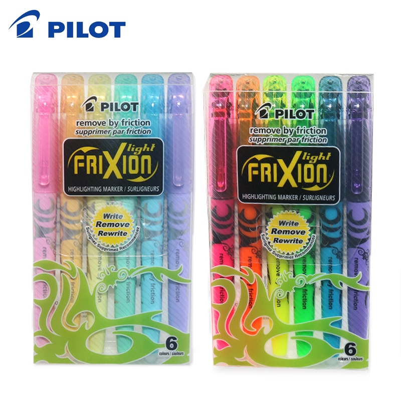 Pilot faixion raderbar highlighter sw-fl markör friction rub student fokusering ljus färg highlighter 3/6 färg set