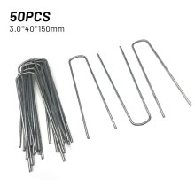 20/50pcs Galvanised Metal Ground U Tent Pegs Gazebo Camping Tarpaulin Hooks Tarpaulin Fixing Lawn U-Shape Pegs For Garden Nettin