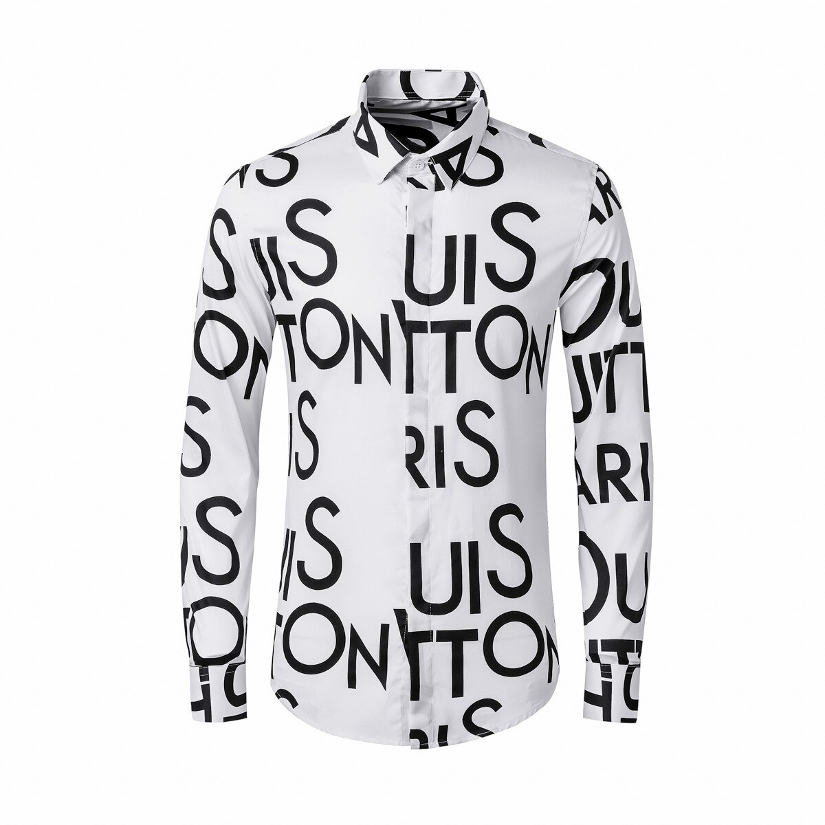 Våren herreskjorter lange ermer trykk kjent personlighet trykk bokstav størrelse ml xl xxl xxxl 4xl: Hvit / M
