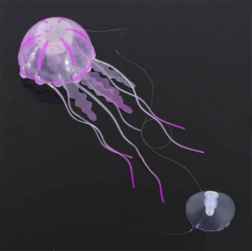 Medusas artificiales brillantes para decoración de Acuario, ornamento realista de silicona para pecera: Purple