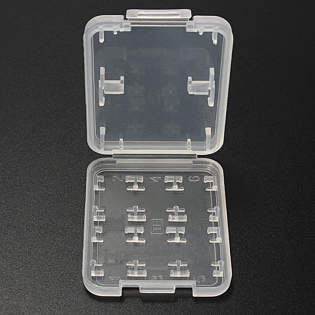 1pc 8 in 1 Protector Holder Plastic Transparent mini For SD SDHC TF MS Memory Card Storage Case Box Bag