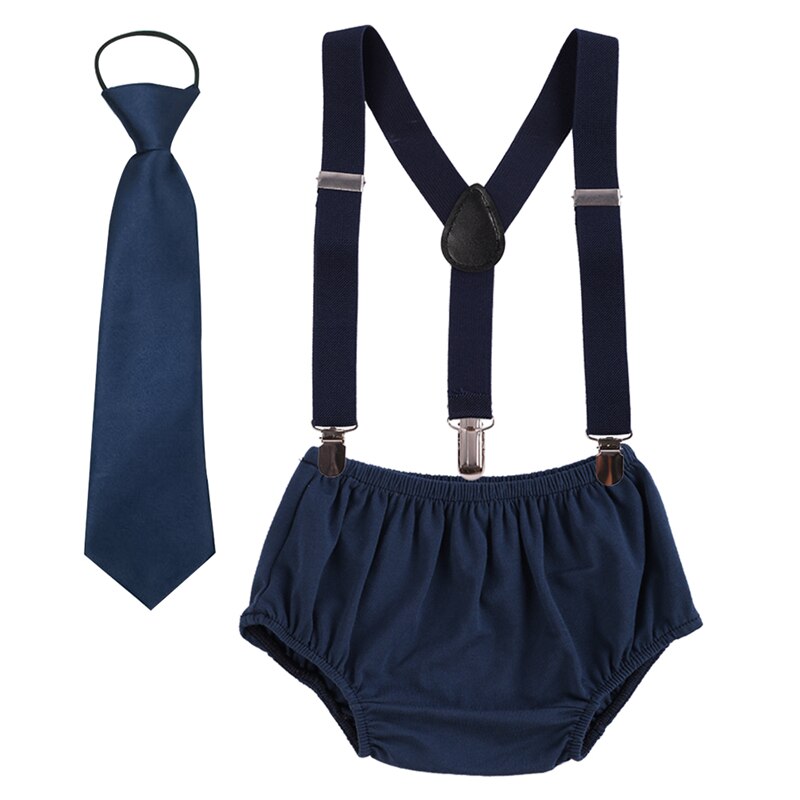 Vêtements pour bébé garçon et fille, tenue de fête d'anniversaire, short à bretelles et cravate, mignon, 3 pièces, pour séance Photo