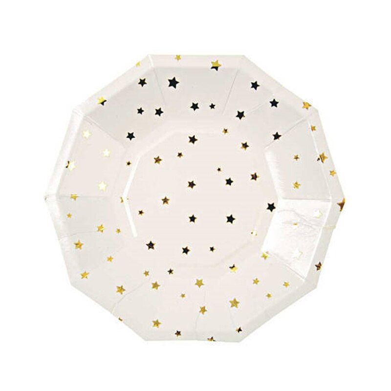 Goud zilver folie ster papieren borden babyshower feest servies papieren bordjes bekers servetten voor bruiloft verjaardag ster feestbenodigdheden: G 8 stuks 9 inch plaat