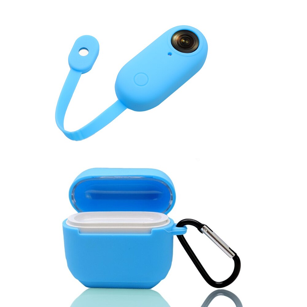 Copertura del Silicone Custodia Protettiva per Insta360 Go Protector Camera e Casella di Ricarica Accessori: Light-blue