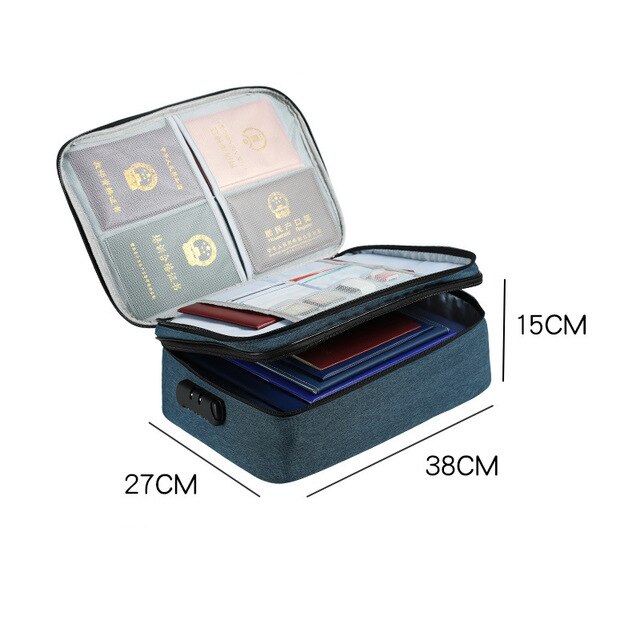 Wodoodporna torba do przechowywania dokumentów zamek szyfrowy etui na paszport komórka karta telefoniczna portfel przechowywanie biurowe akcesoria podróżne: F Dak Blue