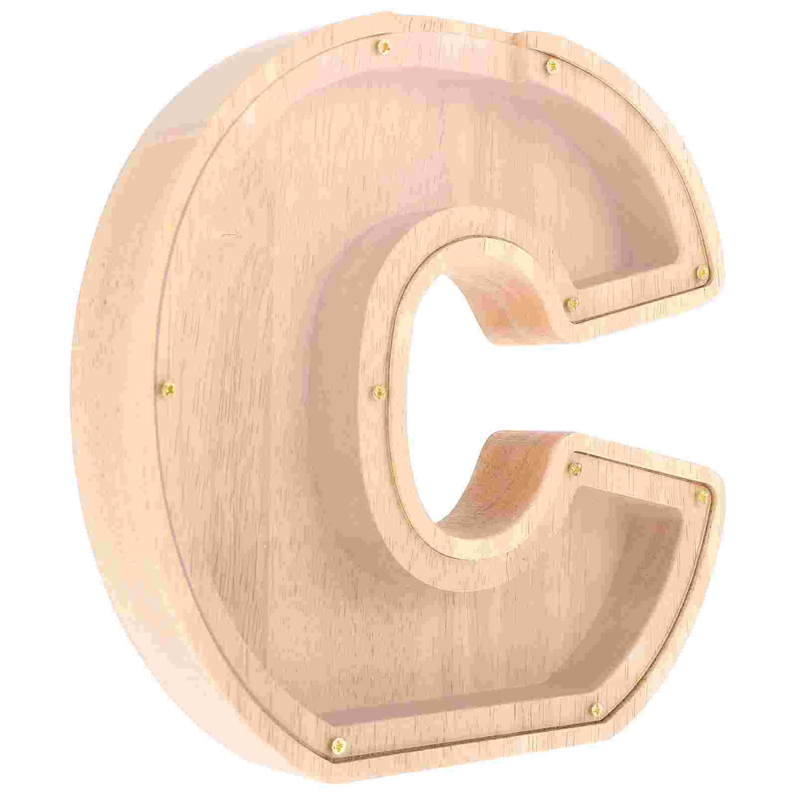 English Letter Saving Pot Wood Coin Bank Funny Letter Desktop Ornament: 18.5x18cm