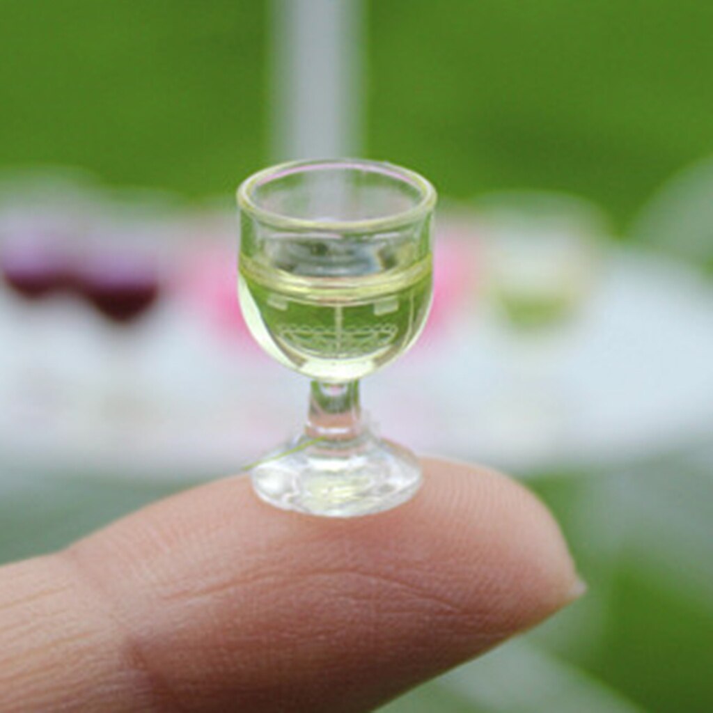Set of 10 Pieces 1/12 Scale Wine Glasses Champagne Cups Goblet Model Foods Groceries for Dolls House Accessories