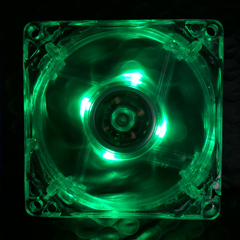 PC Computer CPU-ventilator 80 mm koelventilator met blauw kleurrijk licht 8025 8 cm Stil DC 12 V 4 LED lichtgevende chassisventilator behuizing koeler: Goud