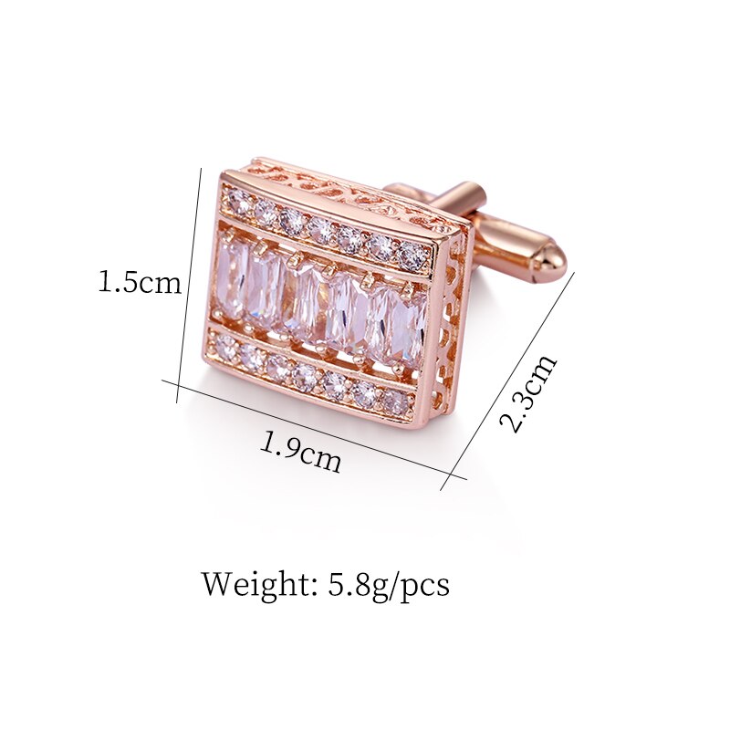 WEIMANJINGDIAN Brand Exquisite Cubic Zirconia Rectangle Shape CuffLink for Men in White / Rose Gold Colors