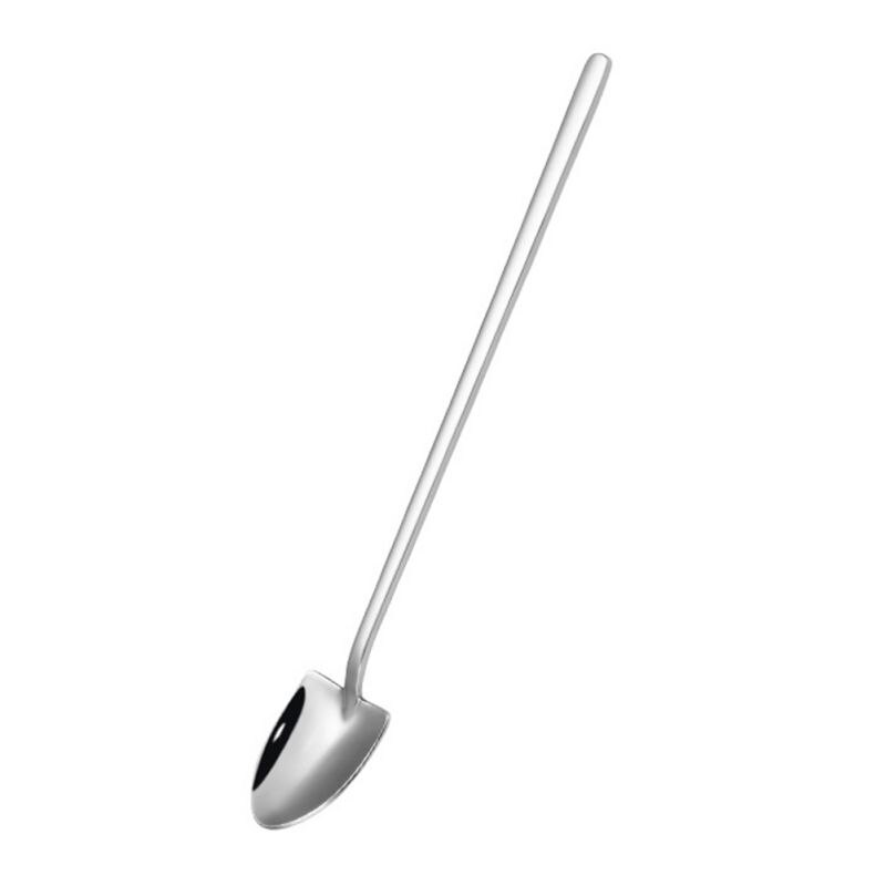 Spoon Industrial Style Modern 304 Stainless Steel Retro Flat Tip Shovel Dessert Coffee Long Handle Stirring Ice Spoon .: A2