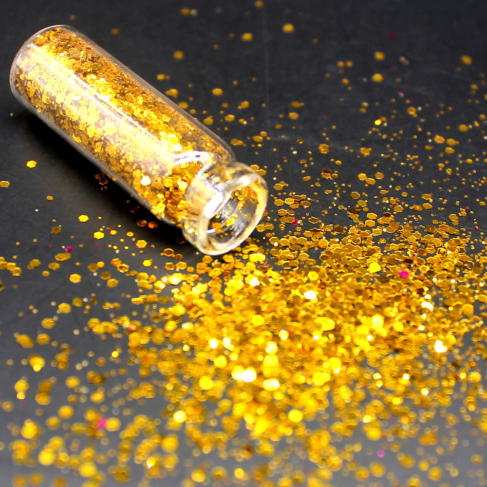 1 flaske dyb guld holografiske pailletter glitter shimmer diamant 12 farver eye shiny skin highlighter ansigt krop glitter festival: 3