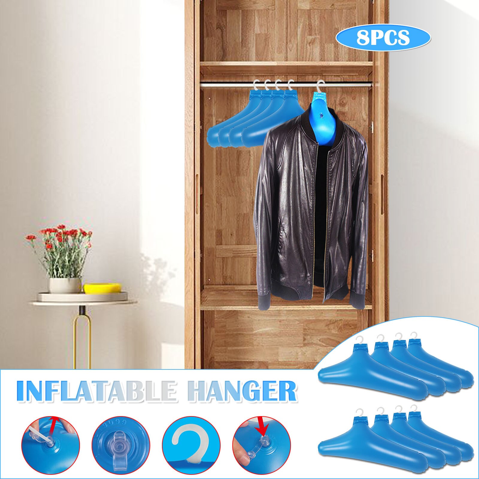 6/7/8 Stuks Pvc Opblaasbare Kleerhanger Rack Opvouwbare Reizen Draagbare Hangers S Opvouwbare Non Slip Reizen kleerhangers Gereedschap