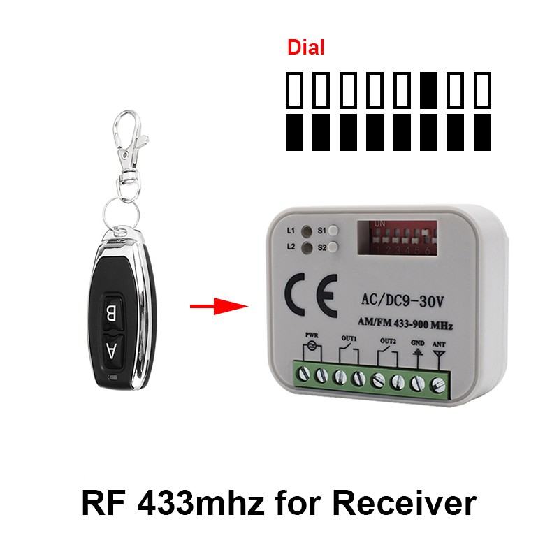 Odbiornik zdalnego sterowania do bram garażowych 433 868 MHz RX MULTI 300-900 MHZ AC/DC 9-30 V Odbiornik z pilotem