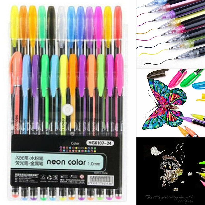 Highlighter Glitter Pen Pastels Metal Gel Pen Set for Painting Drawing USJ99