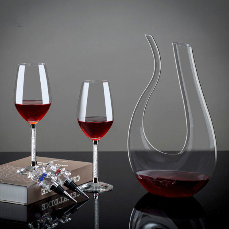 1.5L Clear Wijn Decanter Loodvrij Kristal Glas Rode Wijn Karaf U-Vormige Glas Whisky Karaf Set bar Accessoire