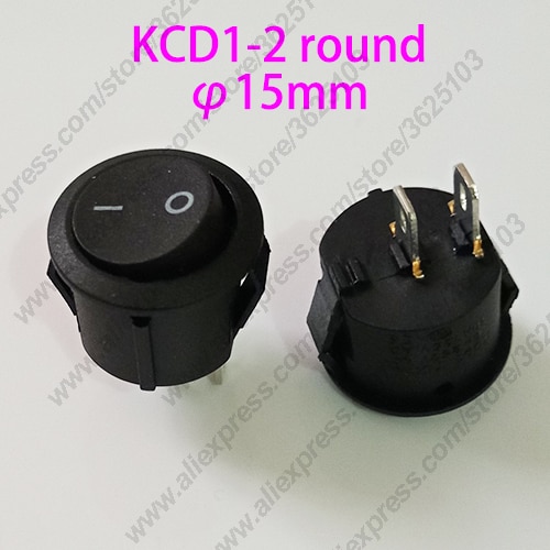 100 Pcs 2Pin Rocker Schakelaar 15 Mm KCD1-2 3A 250 V/6A 125V On-Off Panel Vorm ronde