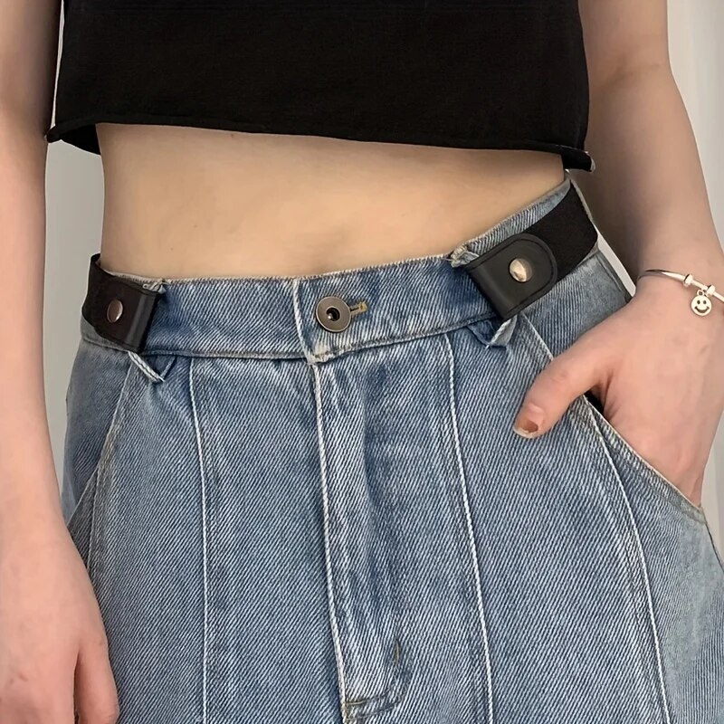 2pcs Adjustable Stretch Elastic Waist Band Invisible Belt Buckle-Free Belts for Women Men Jean Pants Dress No Buckle Easy ToWear