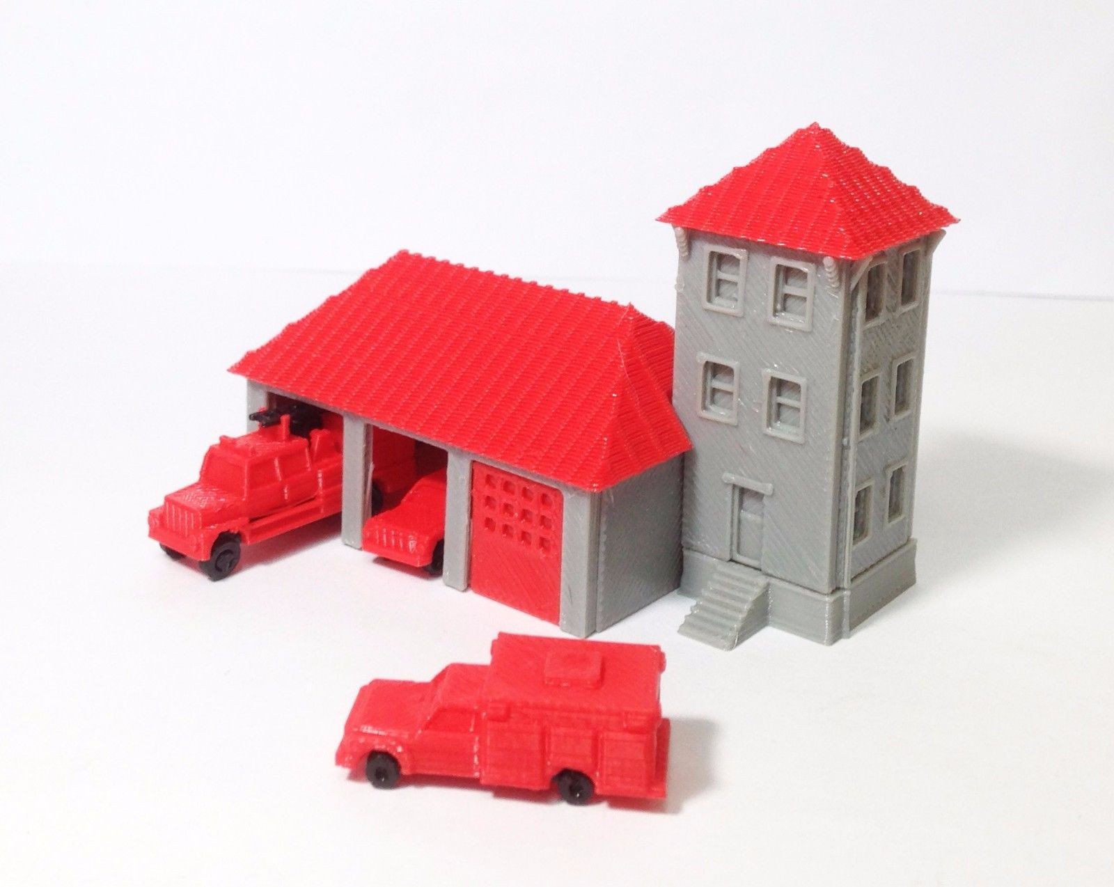 Outland Models Country Fire Station with 3 Fire Trucks Z Scale Train ...