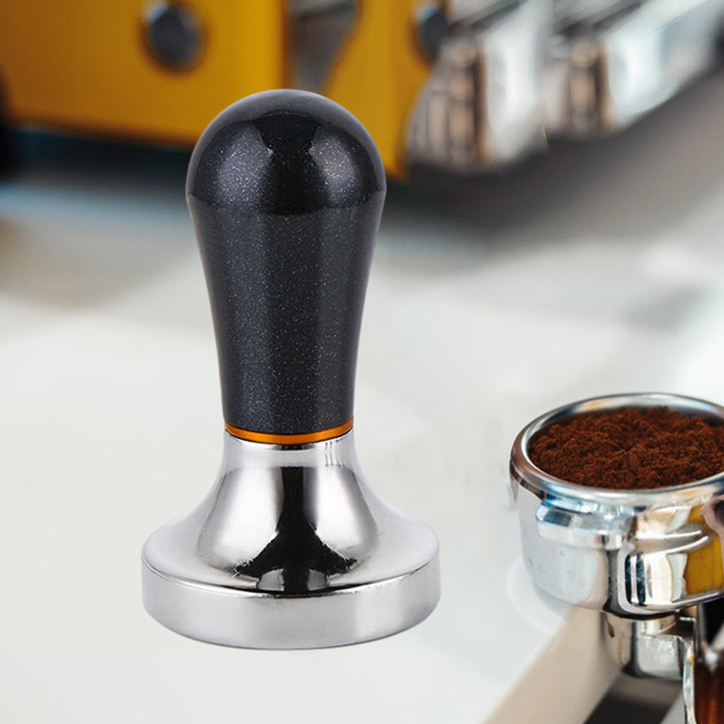 Aluminum Alloy 57.5mm Coffee Tamper Espresso Tamper Tool Flat Base Coffee Tamp Tool for Kitchen: Black