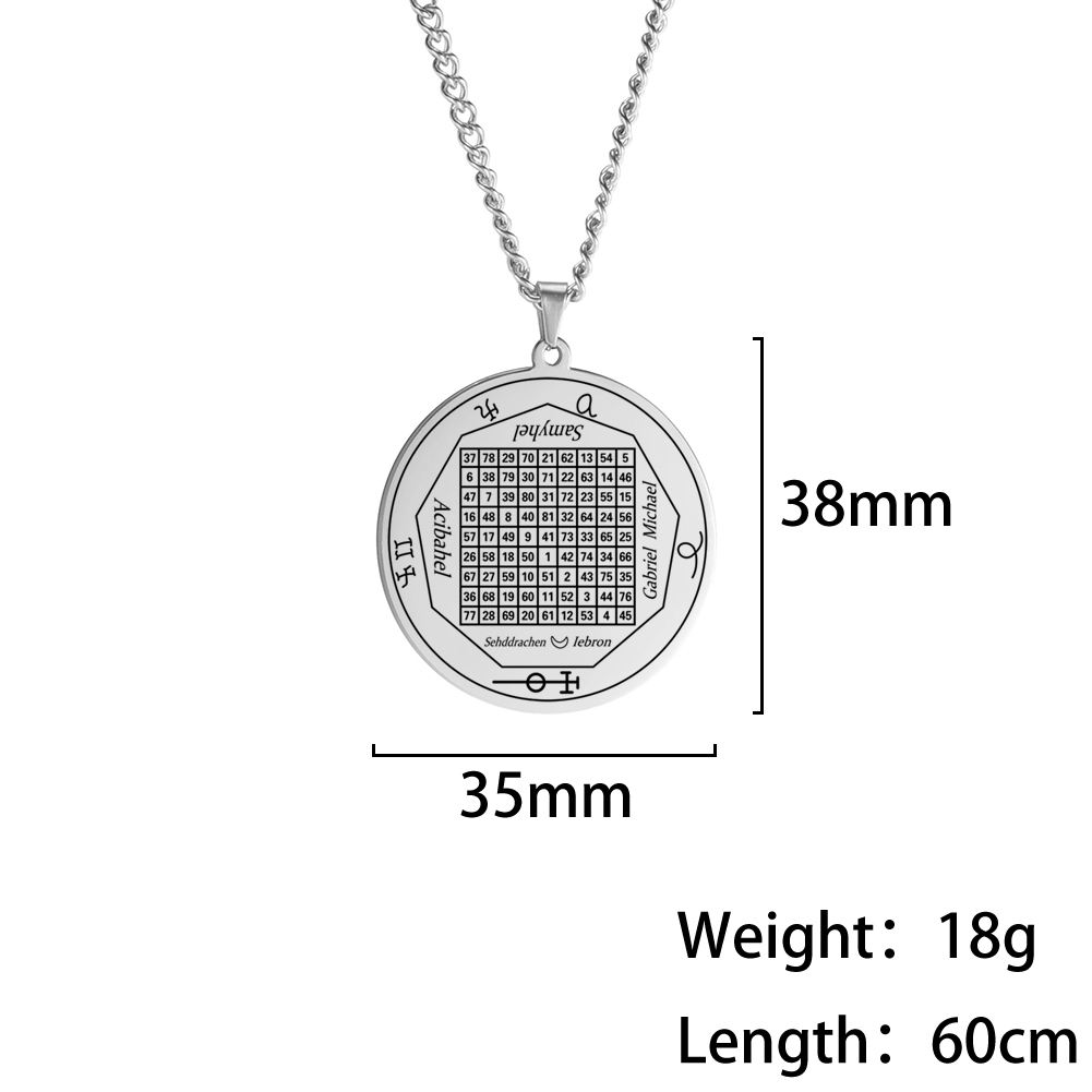 LIKGREAT-collar de Saturno, Júpiter, Solomon, Cuadrado mágico talismán de acero inoxidable, colgantes ocultos, joyería, de Navidad: 17