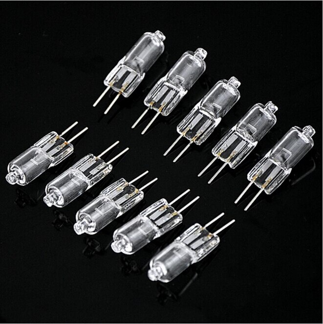 50 stk/parti halogen  g4 lys  g5.3 pære 35w 20w 10w 220v 12v 24v 6v halogener 3000k hvide  g4 halogen pære led udskiftning