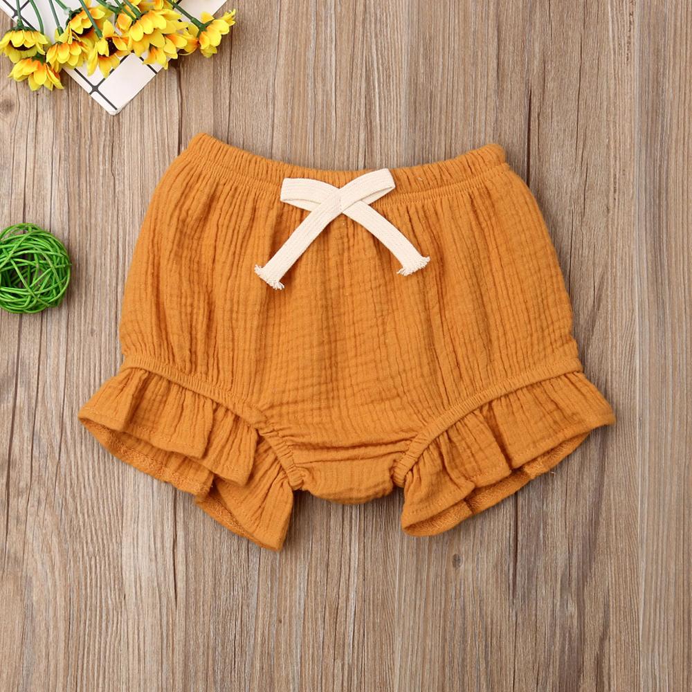Toddler Infant Baby Girls Boy Summer Clothing Solid Shorts Bottoms Ruffled PP Bloomers Cotton Lace Up Panties 0-24M