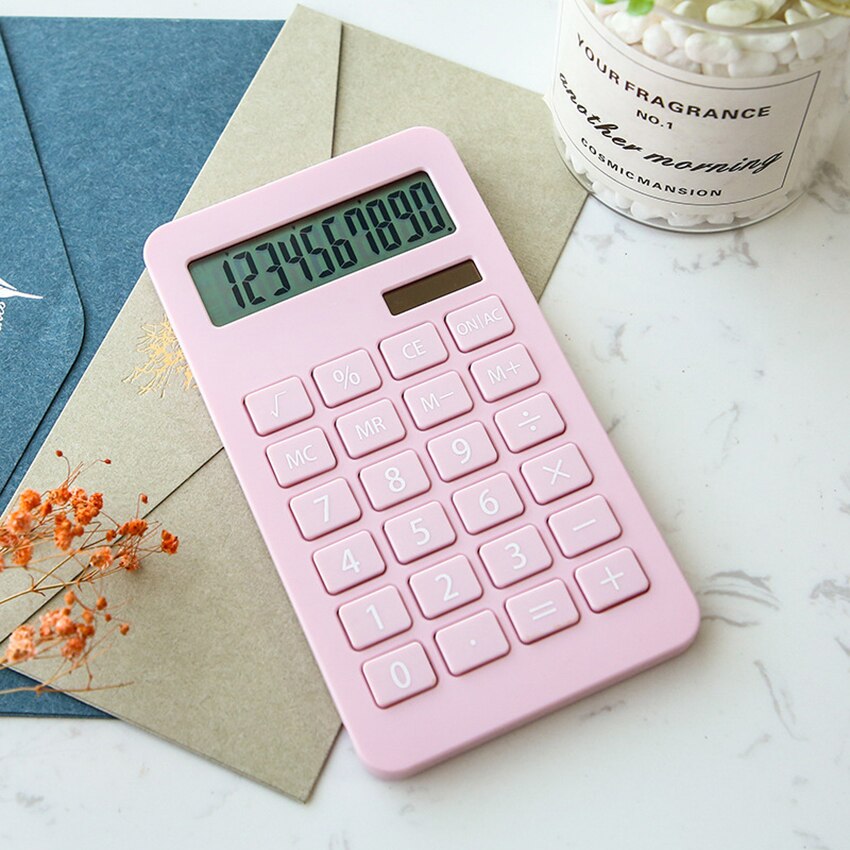 Handheld Calculator 10 Digits with Large LCD Display, Solar and Battery Dual Power, Standard Function for Office, Home, School