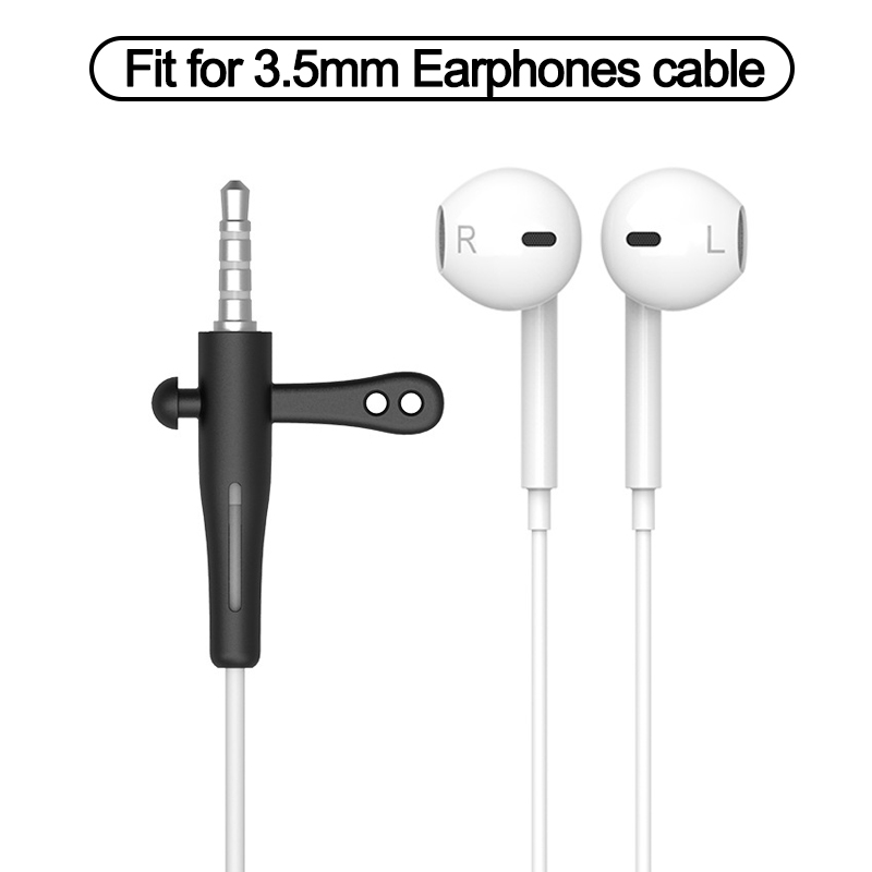 Kabel ładujący Protector do słuchawek iPhone uchwyt do kabli danych opaski do kabli winder Clip ładowarka przewód do zarządzania kablami organizer: 3.5 Earphone-Black