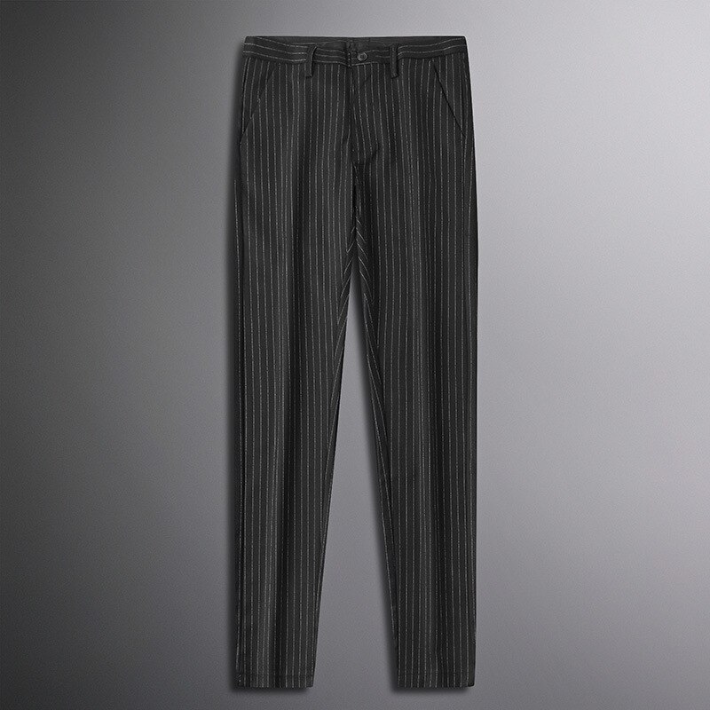 Formal Dress Trousers For Men Clothing Striped Slim Fit Thin Business Office Mens Suit Pants Korea Style