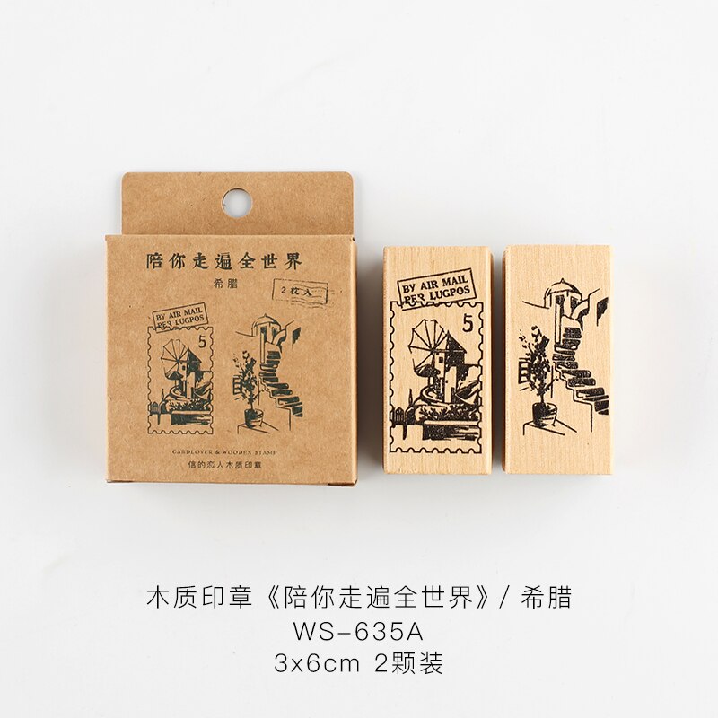 Tampons de voyage Vintage, tampons de voyage dans le monde, tampons en caoutchouc, tampons en bois, tampons standard, pour papeterie scrapbooking, DIY bricolage, 2 pièces/ensemble: 8