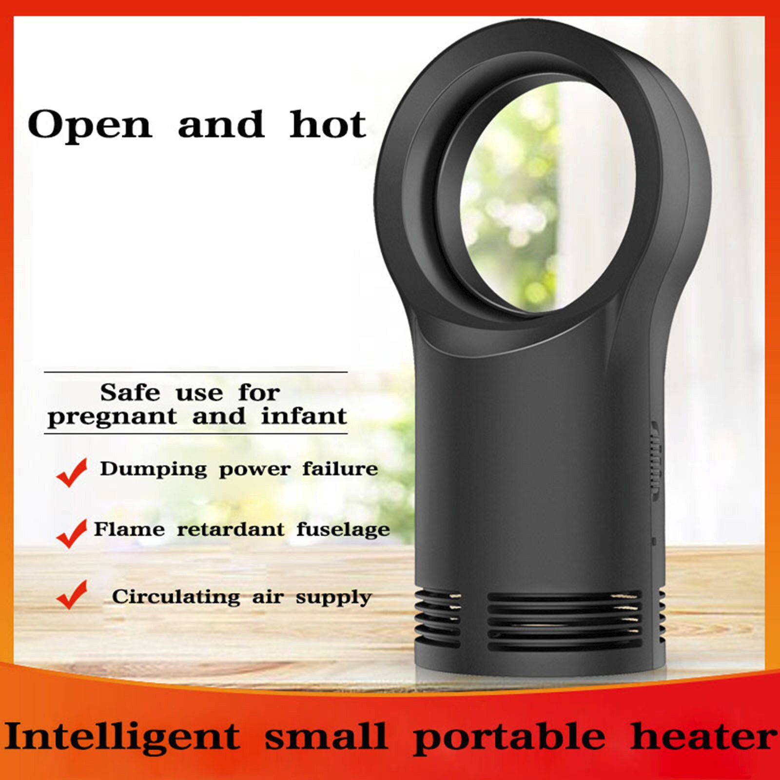Leafless Electric Fan Home Desktop Bladeless Heaters Space Air Warmer Fan Adjustable Portable Thermostat Multifunctional Heater