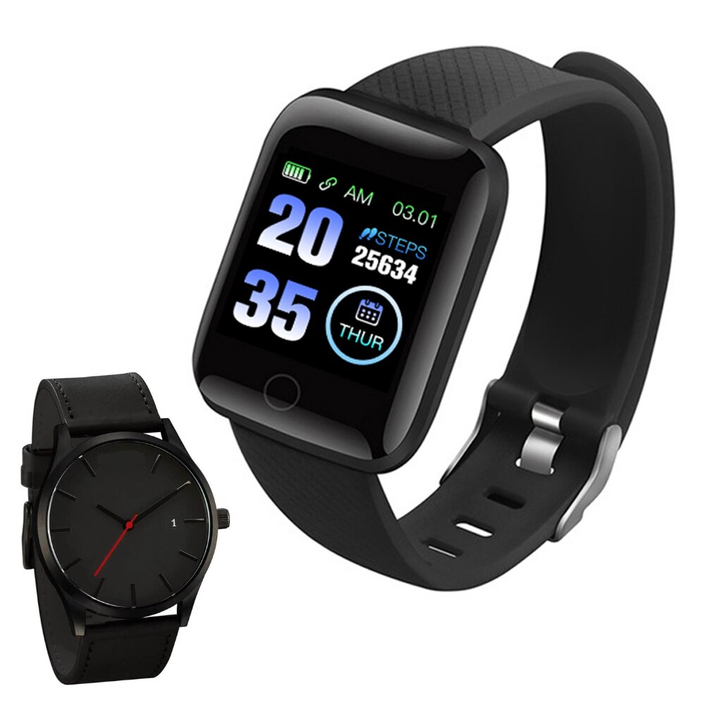 OUTMIX 116 Plus Smart Uhr für Frauen Männer Herz Rate Armband Fitness Tracker D13 Smartwatch Sport Smarth Uhr Für Android IOS: Black And 069