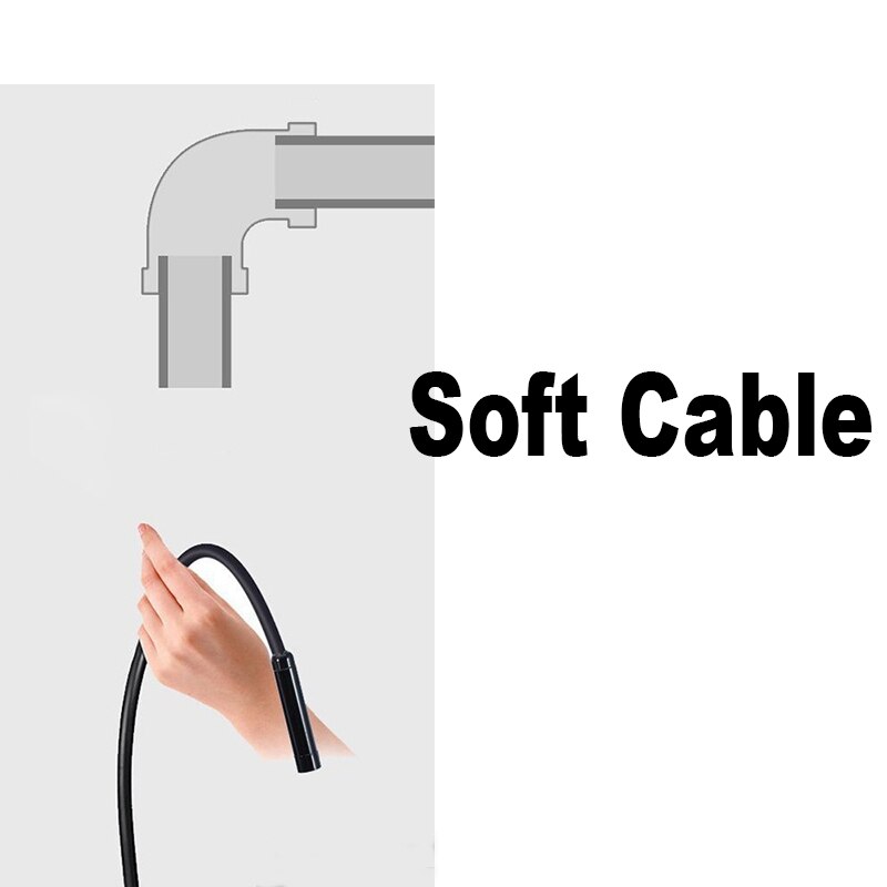HD 1080P USB Endoscope Camera 8mm 2M Semi-Rigied Flexible Snake Endoscopy Inspection Borescope Camera 8led for PC Android: Soft Cable / 5M