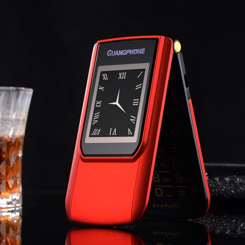 E9 Ouderen Clamshell Mobiele Telefoon Dual Screen Dual-kaart Dual Standby Dual Standby Duurzaam Movie Koning: standard / Matte red