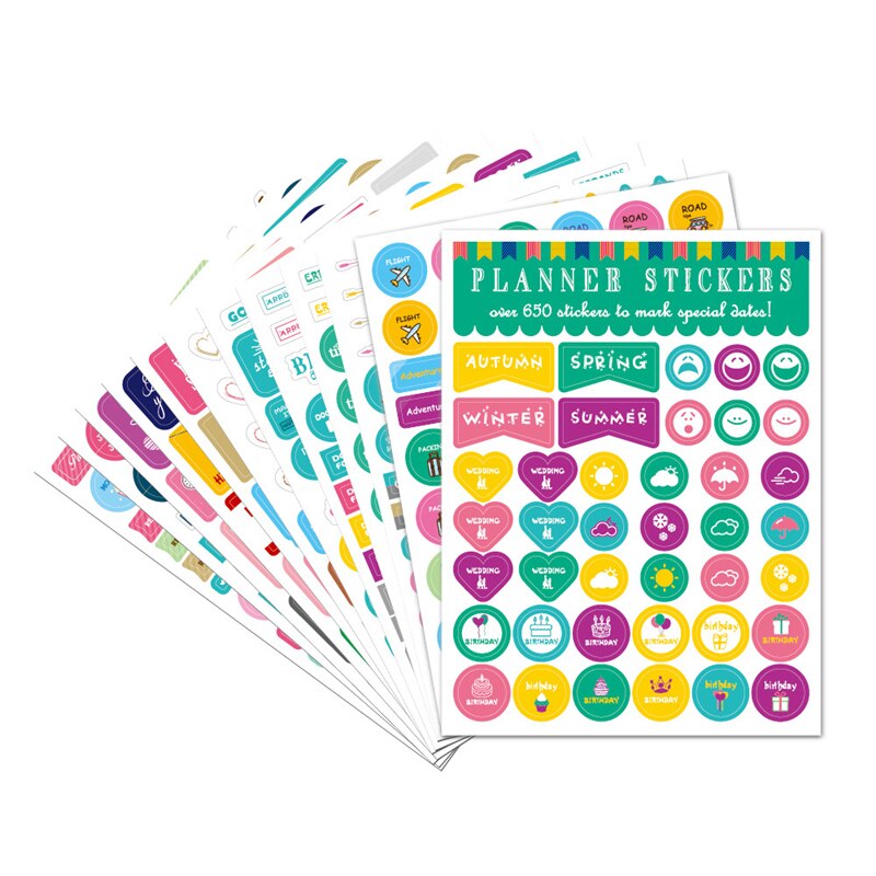 650pcs/730pcs Planner Stickers Original Decal Vinyl Roll Monthly Weekly Calendar Encourage Planning Decorate Note Sticker