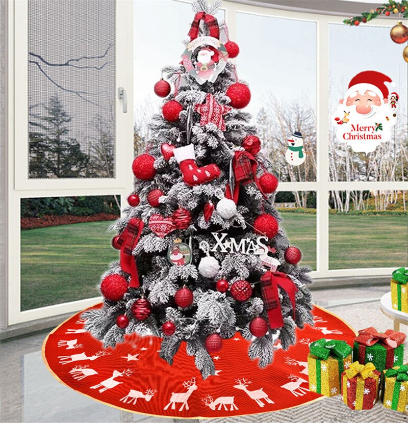 Kerst Decoraties Kerstboom Rokken Katoen Lijn Afdrukken Elanden Kerstboom Rok Party Decoratie Props